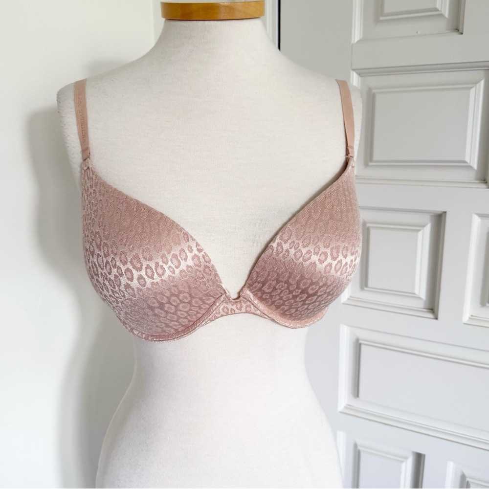 Victoria’s Secret Push-Up Bra The Nakeds Y2K Animal Leopard Print Tan Size 34DD
